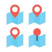 Map With Location Pins Flat Style vector