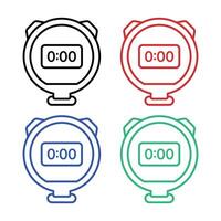 Coach Stopwatch With Buttons Outline Set vector