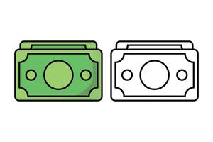 Dollar Notes Outline And Filled vector