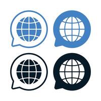 Globe Grid Message Bubbles Set vector
