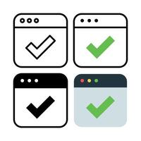 Check Mark Browser Windows Set vector