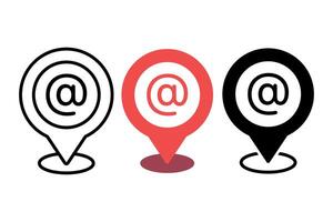 At Sign Location Pins Multiple Styles vector