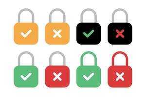 Padlocks Cross And Check Set Flat Style vector