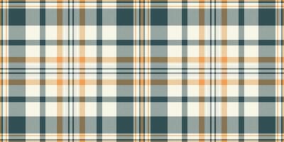 Elegant cream, orange, and teal plaid pattern. Perfect for textile design, apparel, home decor, or website backgrounds. Subtle yet stylish, this image evokes a sense of warmth and sophistication. vector