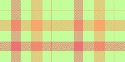 Postcard tartan plaid textile, copy space check pattern texture. Shape background seamless fabric in green and orange colors. vector