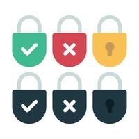 Padlocks Check Cross Locked Set vector