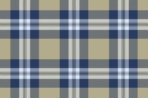 Classic beige, navy, and white plaid pattern. Perfect for textile design, apparel, website backgrounds, or scrapbooking. This timeless check evokes feelings of comfort and tradition. vector