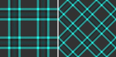 Stylish teal and charcoal plaid patterns, perfect for textile design, website backgrounds, or fashion projects. vector
