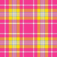 Vibrant pink, yellow, and orange plaid pattern. Perfect for textile designs, website backgrounds, or cheerful branding. This cheerful, energetic design evokes feelings of joy and optimism. vector