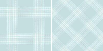 Pair of elegant pastel blue and white plaid patterns. Perfect for textile design, website backgrounds, stationery, or wrapping paper. vector