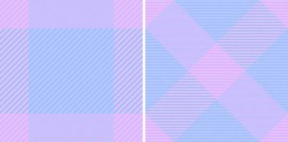 Check seamless texture of fabric pattern plaid with a tartan textile background. Set in kids colors for casual menswear fashion in daily style. vector