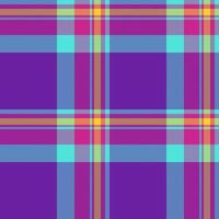 Costume check tartan textile, cutout background texture fabric. Hunter seamless pattern plaid in violet and teal colors. vector