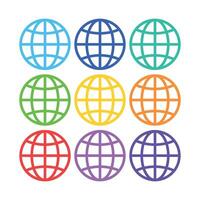 Globe Grid Multiple Colours Set vector