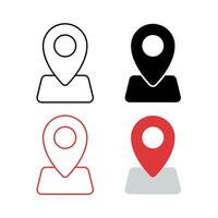 Location Pins On Base Multiple Styles Set vector
