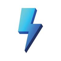 Lightning Bolt Blue Gradient 3D Style vector