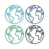 Outline Earths Thick Multiple Colours vector
