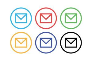 Email Circles Set Multiple Colours vector