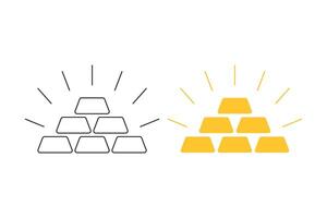 Gold Bars Simple Outline And Flat vector
