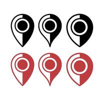 Abstract Half Filled Location Pins Set Red And Black vector