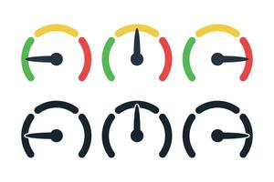 Performance Meters Rounded Flat And Glyph Style vector