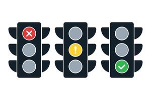 Traffic Lights Set Cross Error And Check vector