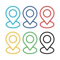 Location Pins Outline Style Multiple Colours Set vector