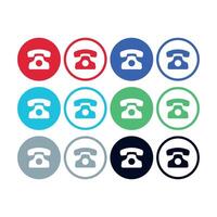 Landline Phone Icon Circles Multiple Colours Set vector
