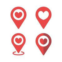 Heart Location Pin Multiple Styles vector