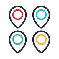 Outline Location Pins Set Multiple Colours vector