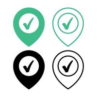 Location Pins With Check Marks Set vector
