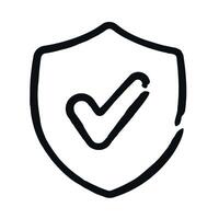 Check Mark Shield Doodle Style vector