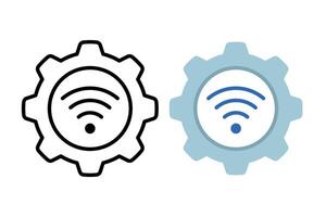 Wifi Cogs Glyph And Flat vector