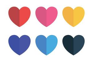 Half Shadow Hearts Set Multiple Colours vector