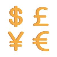Multiple Currencies 3D Style Set vector