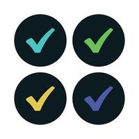 Circles Check Marks Set Black vector