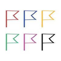 Doodle Style Flags Set Outline vector
