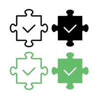 Puzzle Pieces Check Mark Set vector