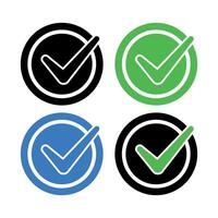 Check Marks Circles Glyph Style Set vector