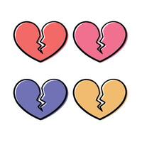 Broken Heart Offset Colours Set vector