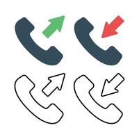 Phone With Arrows In And Out Flat And Outline vector