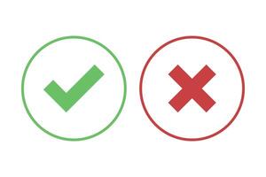 Check And Cross Circles Set Of Two White Green Red vector