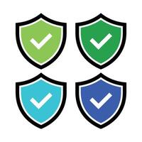 Check Mark Shields Set Multiple Colours vector