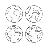 Earth Outlines Multiple Set vector