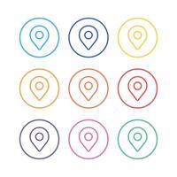 Location Pins Circles Set Line Style vector