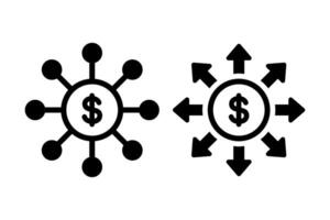 Money Network Outline Style Set Of Two vector