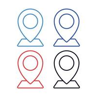 Location Pins On 3D Rectangles Outline Set vector
