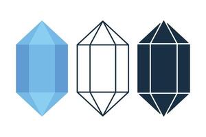 Tall Gemstone Flat Outline Glyph vector