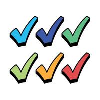 3D Check Marks Set Cartoon Style vector