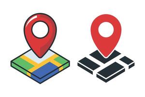 Location Pins On 3D Map Set Of Two vector