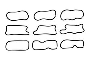 Organic Rectangle Blob Shapes Doodle Outline Style vector